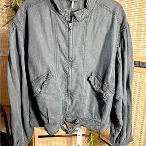 Free People Charcoal Zip-Up Jacket Size Large